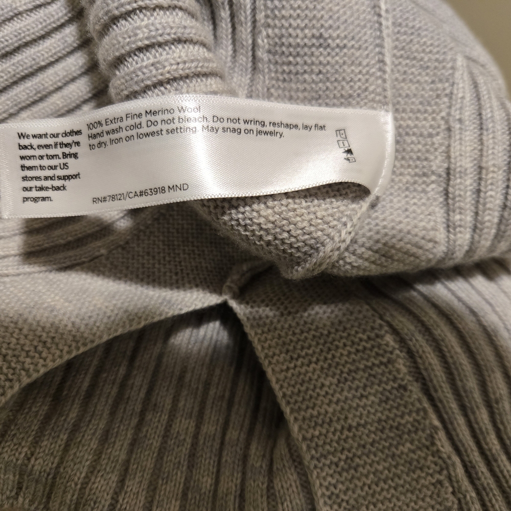 Eileen Fisher Cream Ribbed Knit Poncho - Picture 3 of 5